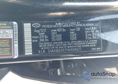 2022 Hyundai Tucson Sel from USA, damaged, VIN 5NMJB3AE7NH044577